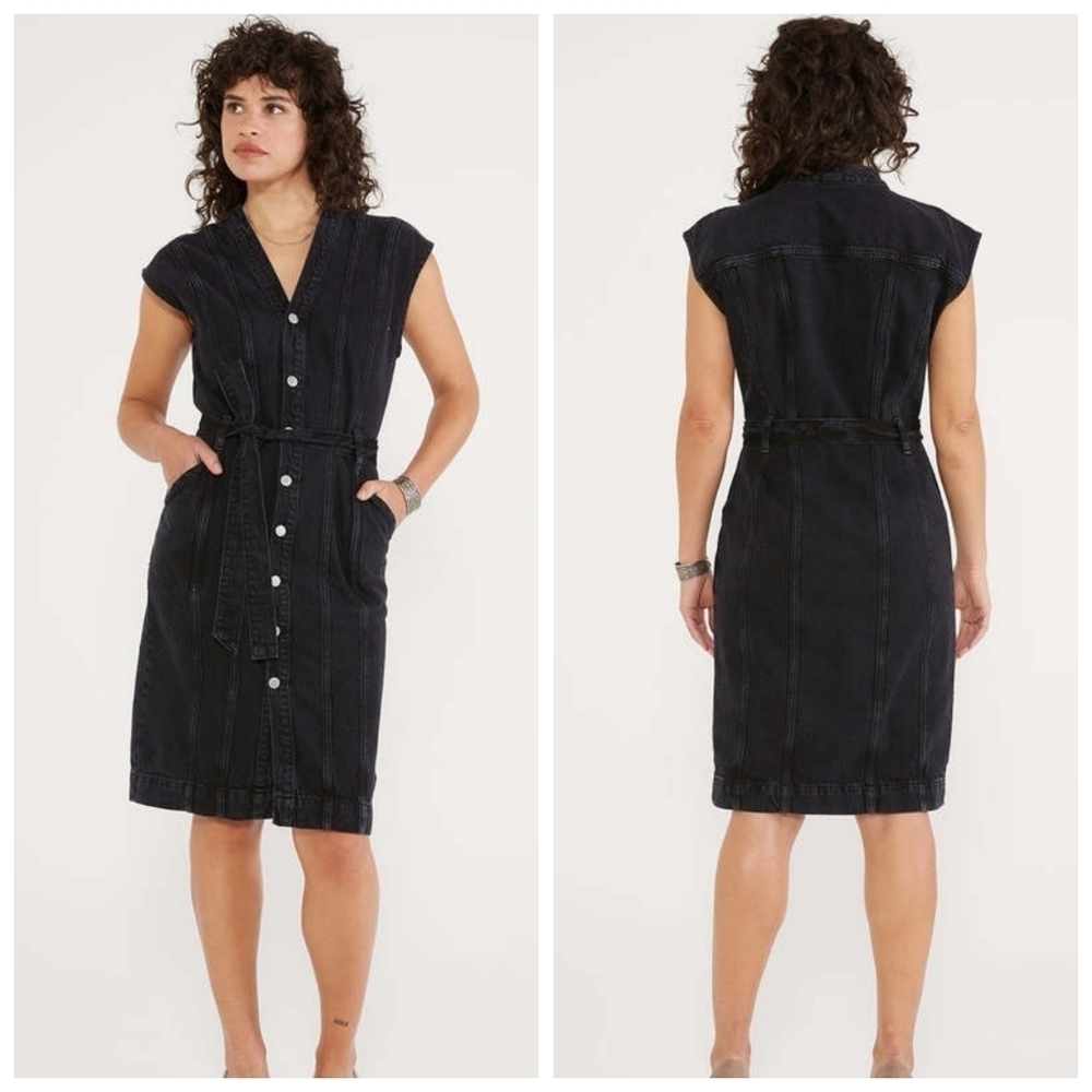 Etica ISSA SEAMED dress black‎ rock  Women's black jeans dress Size XS